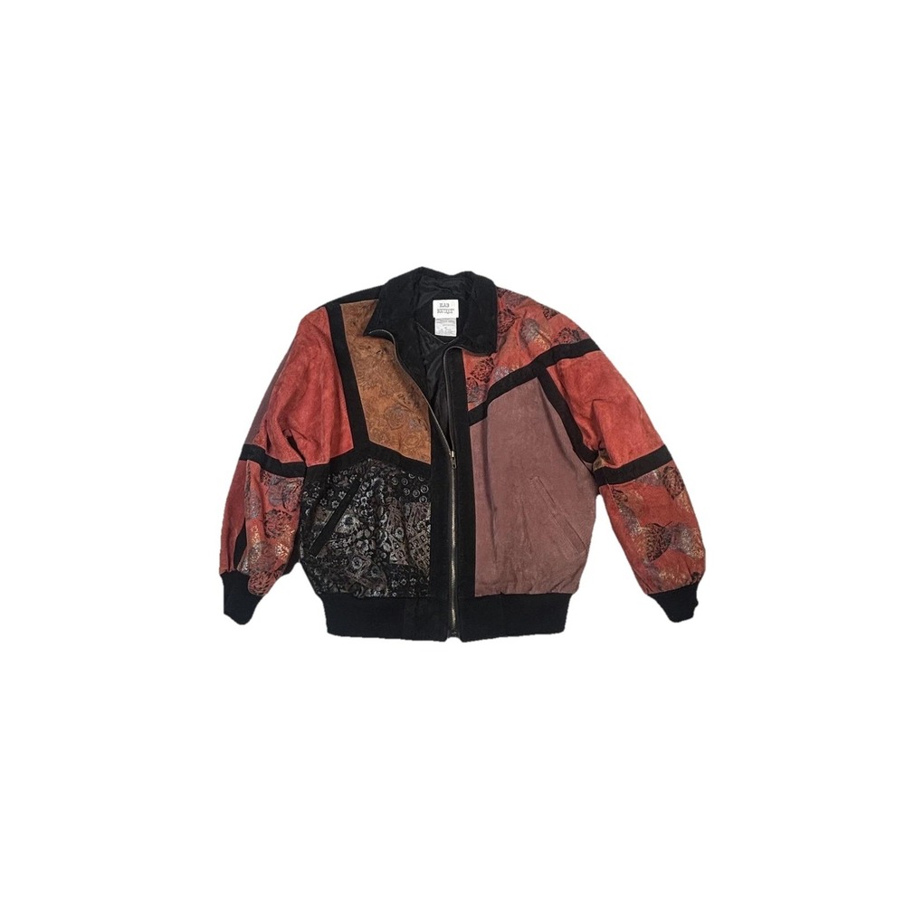 Vintage Blair Boutique Jacket Womens Medium Leather‎ Patchwork Bomber Floral